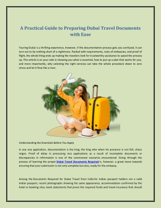 A Practical Guide to Preparing Dubai Travel Documents with Ease