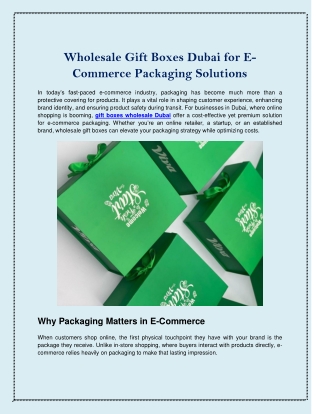 Wholesale Gift Boxes Dubai for E-Commerce Packaging Solutions