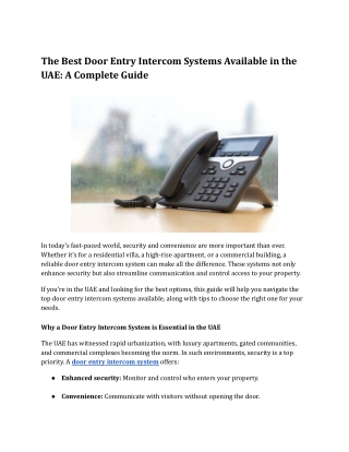 What are the best door entry intercom systems available in UAE_