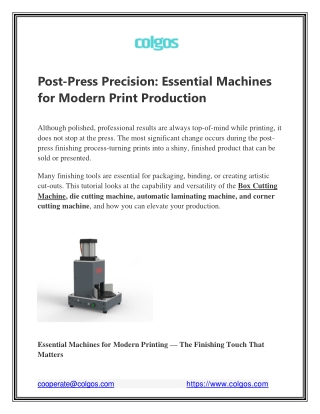 Post-Press Precision: Essential Machines for Modern Print Production