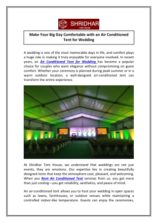 Air Conditioned Tent for Rent for Premium Event Experiences