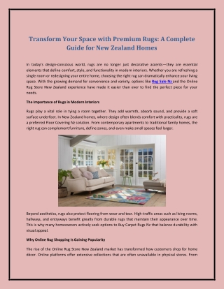Transform Your Space with Premium Rugs: A Complete Guide for New Zealand Homes