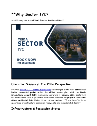 Why Sector 17C A 2026 Deep Dive into YEIDA’s Premium Residential Hub