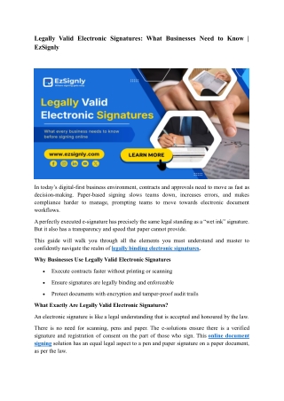 Legally Valid Electronic Signatures: What Businesses Need to Know | EzSignly