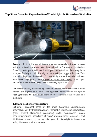 Top 7 Use Cases for Explosion Proof Torch Lights | Hazardous Worksite Safety