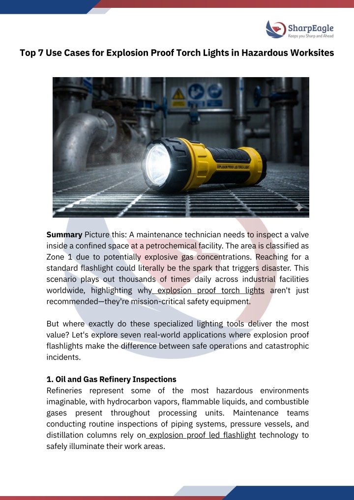 Ppt Using Torch PPT - Top 7 Use Cases for Explosion Proof Torch Lights | Hazardous ...