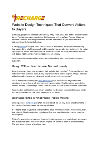 Website Design Techniques That Convert Visitors to Buyers