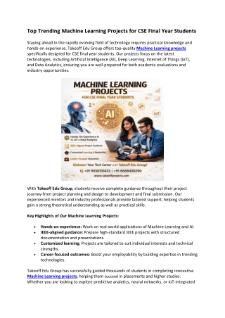 Top Trending Machine Learning Projects for CSE Final Year Students