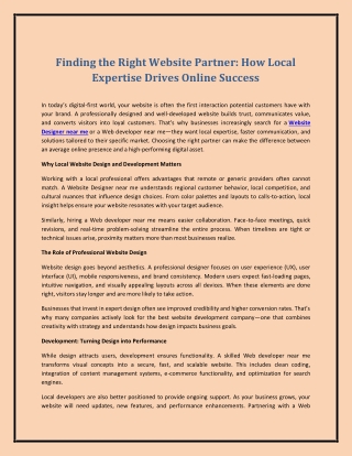 Finding the Right Website Partner: How Local Expertise Drives Online Success