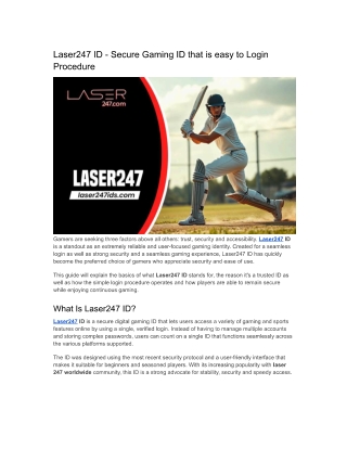 Laser247 ID - Secure Gaming ID that is easy to Login Procedure