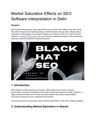 Market Saturation Effects on SEO Software Interpretation in Delhi