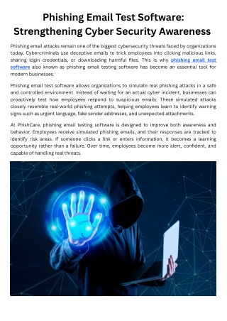 Phishing Email Test Software Strengthening Cyber Security Awareness with PhishCare
