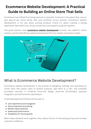 Ecommerce Website Development: A Practical Guide to Building an Online Store
