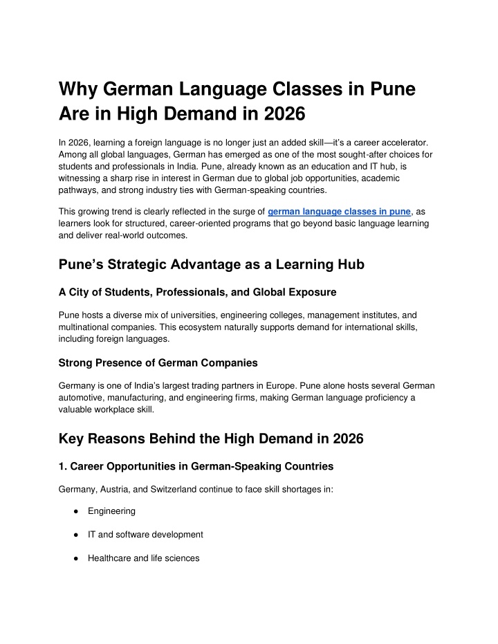 PPT - Why German Language Classes in Pune Are in High Demand in 2026 ...