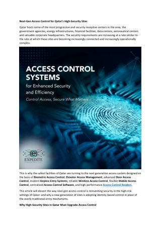 Next-Gen Access Control for Qatar's High-Security Sites