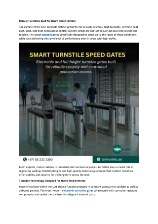 Robust Turnstiles Built for UAE’s Harsh Climate