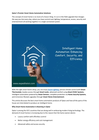 Qatar's Premier Smart Home Automation Solutions