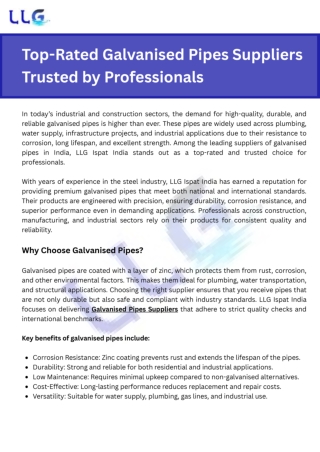 Top-Rated Galvanised Pipes Suppliers Trusted by Professionals