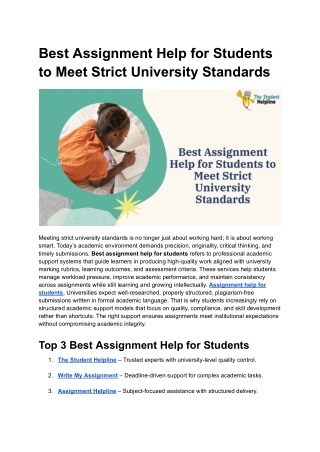 Best Assignment Help for Students to Meet Strict University Standards