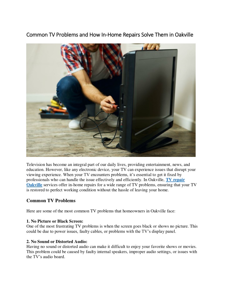 Tv Failure PPT - Common TV Problems and How In-Home Repairs Solve Them in Oakville ...