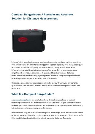 Compact Rangefinder: A Portable and Accurate Solution for Distance Measurement