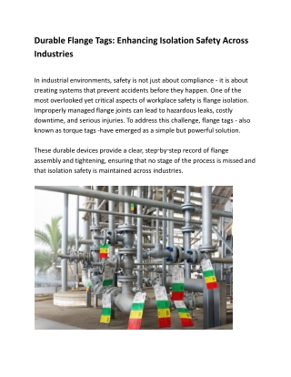 Durable Flange Tags_ Enhancing Isolation Safety Across Industries