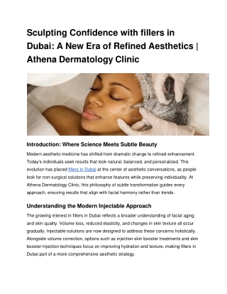 Sculpting Confidence with fillers in Dubai_ A New Era of Refined Aesthetics _ Athena Dermatology Clinic