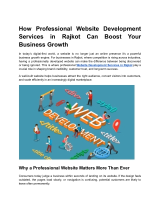 How Professional Website Development Services in Rajkot Can Boost Your Business Growth