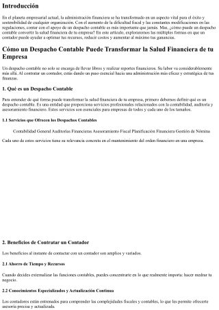 De qué manera un Despacho Contable Puede Convertir la Salud Financiera de tu Emp