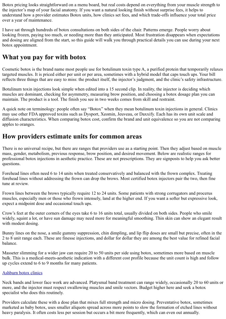 PPT - Botox Price Guide: Factors That Influence Cost and Units ...
