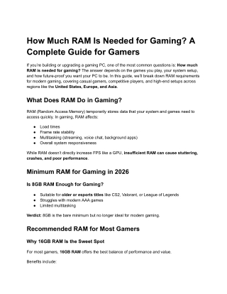 How Much RAM Is Needed for Gaming?