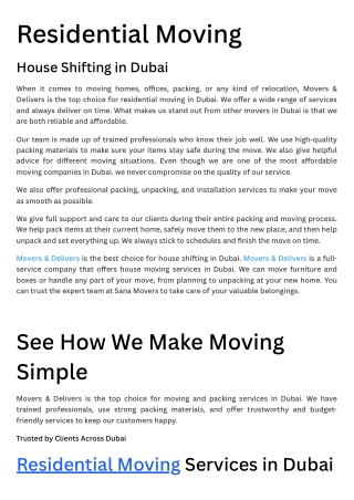 Residential Moving - Movers and Delivers   050-3637432