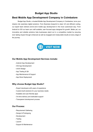 Best Mobile App Development Company in Coimbatore
