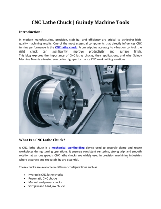 CNC Lathe Chuck Guindy machine tools