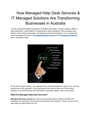 How Managed Help Desk Services & IT Managed Solutions Are Transforming Businesses in Australia