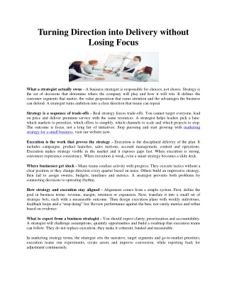 Turning Direction into Delivery without Losing Focus