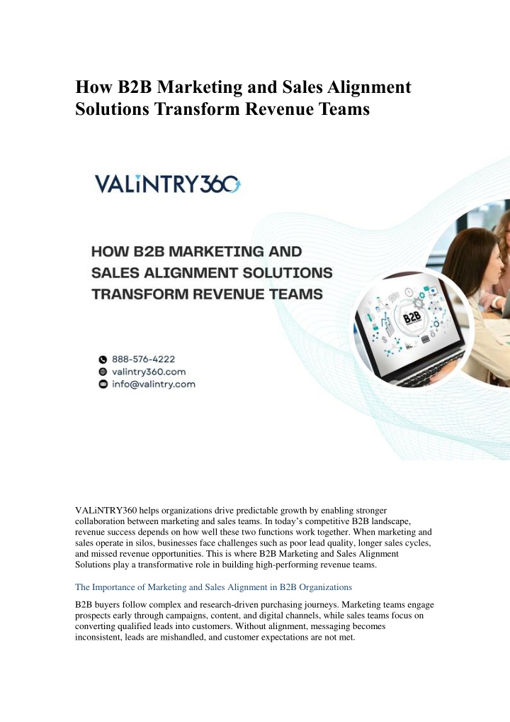 PPT - How B2B Marketing and Sales Alignment Solutions Transform Revenue ...