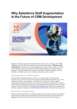 Why Salesforce Staff Augmentation Is the Future of CRM Development
