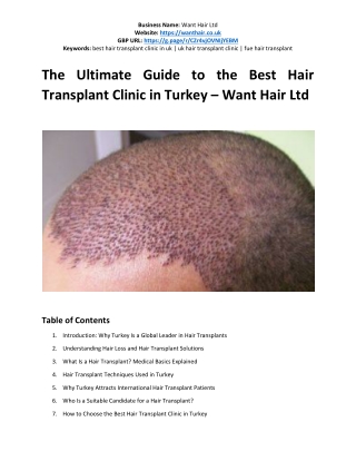 The Ultimate Guide to the Best Hair Transplant Clinic in Turkey – Want Hair Ltd