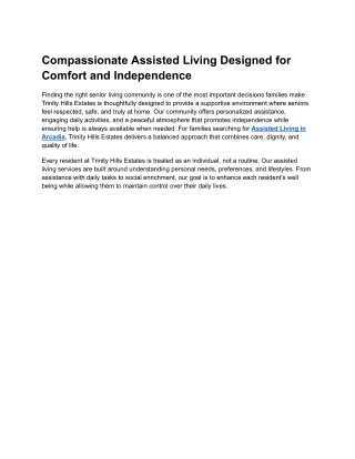 Compassionate Assisted Living Designed for Comfort and Independence