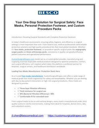 Your One-Stop Solution for Surgical Safety: Face Masks, Personal Protection Foot