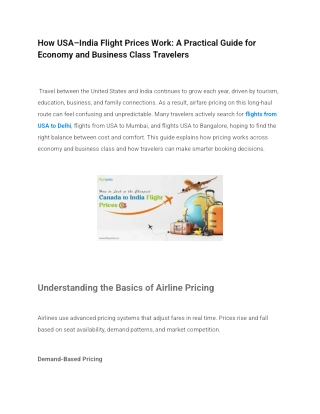 How USA–India Flight Prices Work: Smart Booking Guide for Economy & Business Cla