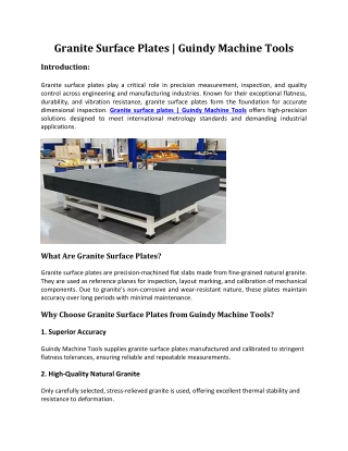 Granite Surface Plates | Guindy machine tools