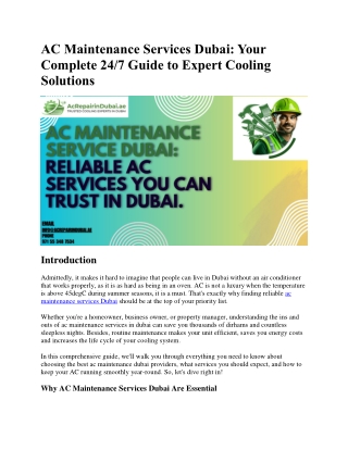 AC Maintenance Services Dubai