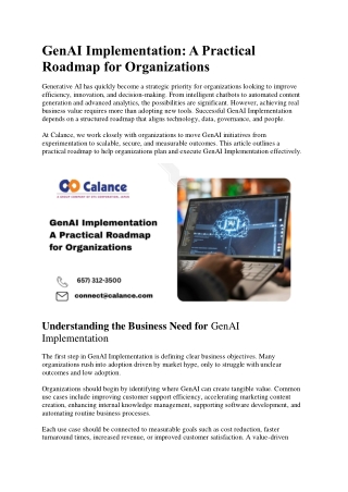 GenAI Implementation A Practical Roadmap for Organizations