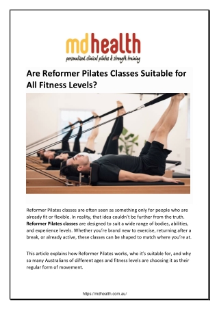 AreAre Reformer Pilates Reformer Pilates Classes Suitable for All Fitness Levels
