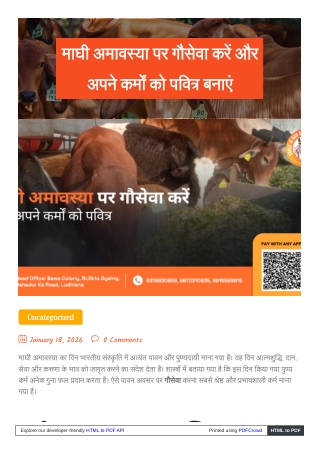 Maghi Amavasya par Gau Seva Karein aur Apne Karmon ko Pavitra Banayein