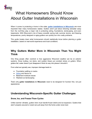 What Homeowners Should Know About Gutter Installations in Wisconsin