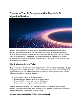 Transform Your BI Ecosystem with Sigmoid’s BI Migration Services
