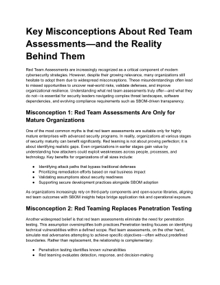 Key Misconceptions About Red Team Assessments—and the Reality Behind Them